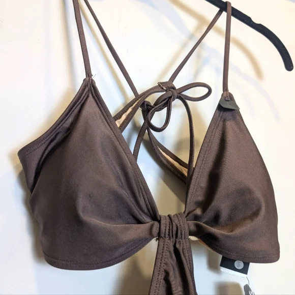 Cotton On Brown Cutout Knot Front Monokini Swimsuit Bathingsuit Size Large - Picture 3 of 8